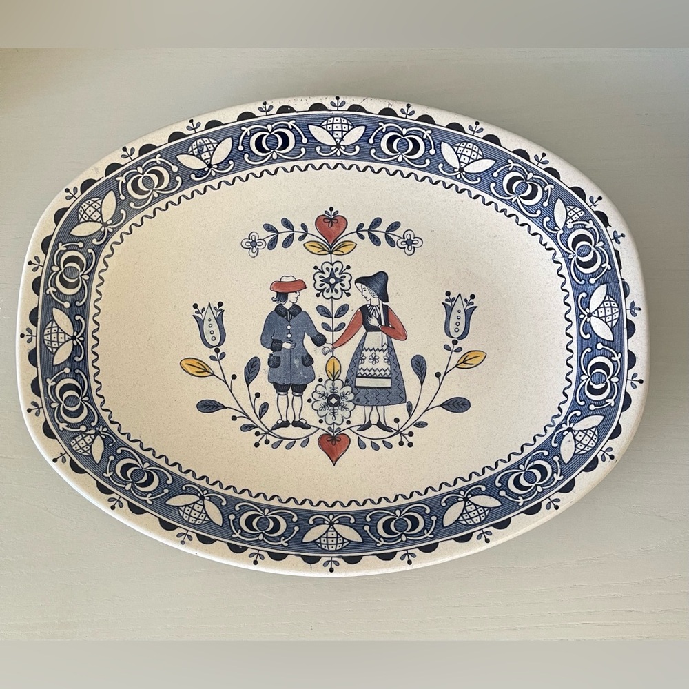 Vintage Johnson Brothers "Hearts & Flowers" oval serving platter.